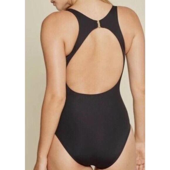 NWT Andie Swim CATALINA 1PC Size XS Black Gold Open Back Coverage Women - Picture 2 of 6